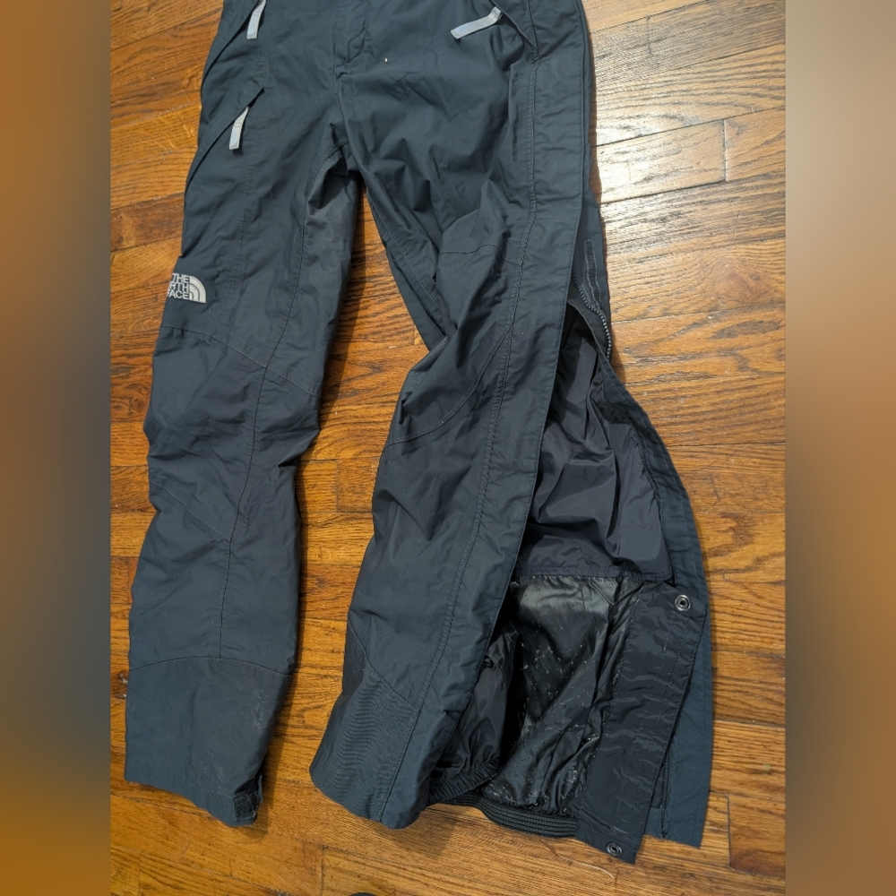North Face HyVent Dark Grey Velcro Side Tearaway Ski Snowboard Pants XSP Petite